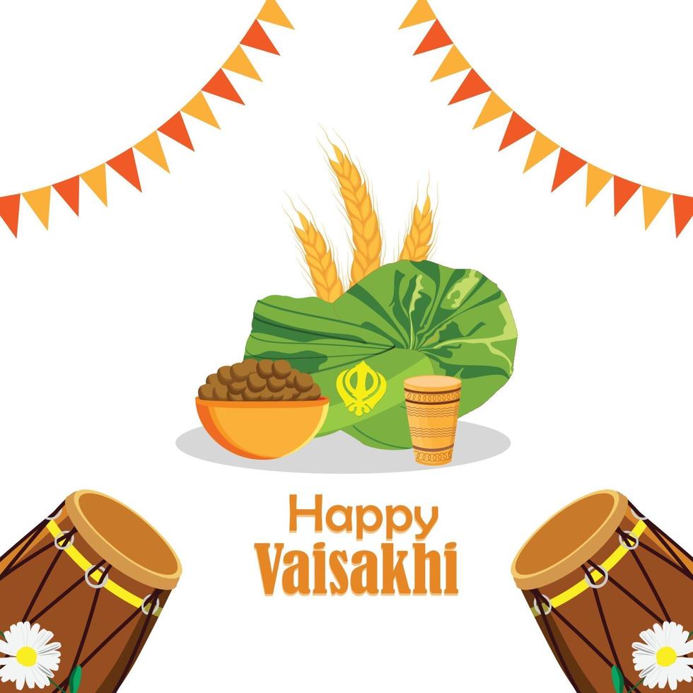 Creative illustration of happy vaisakhi indian festival greeting card vector