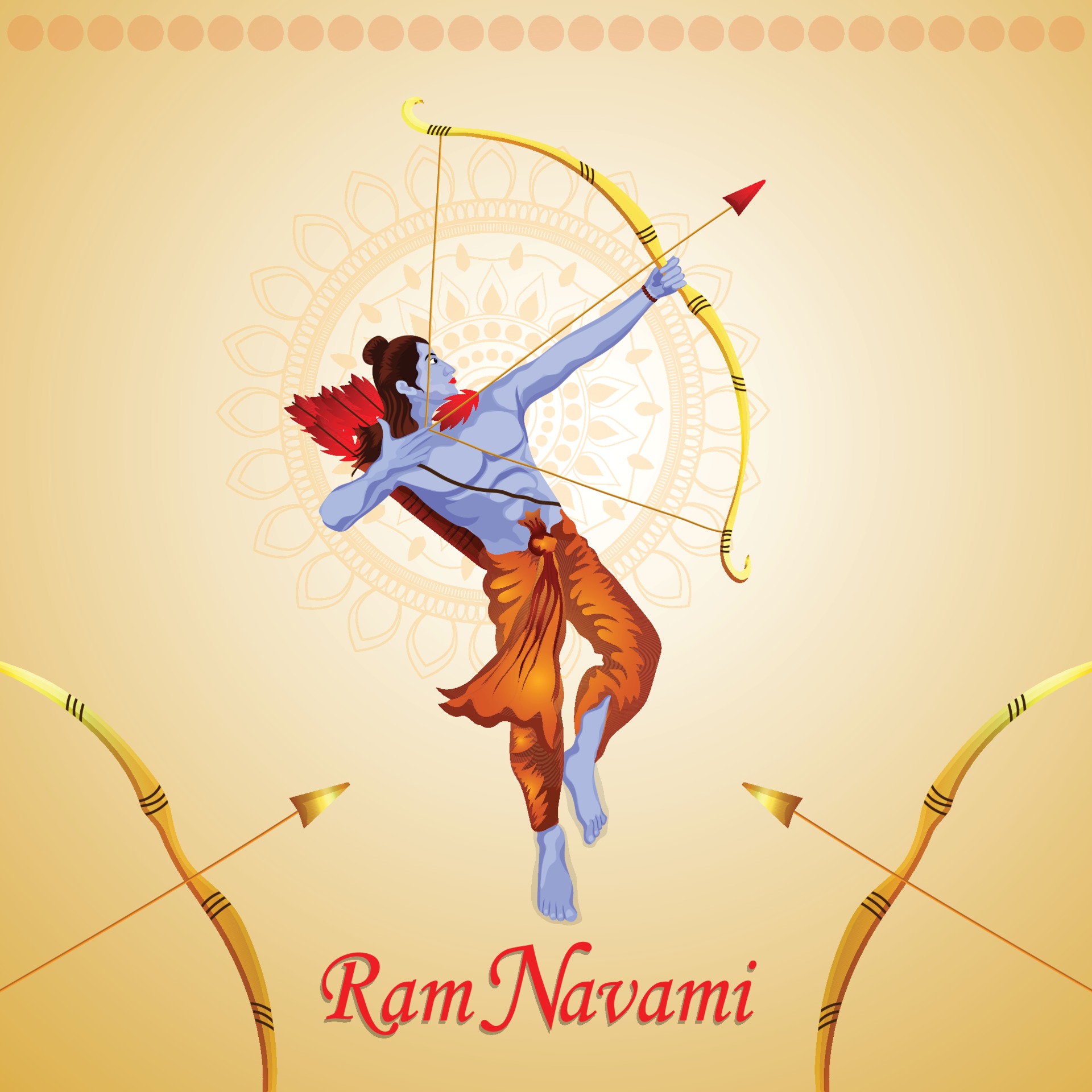 Happy Ram navami vector illustration of Lord rama and background 2260071  Vector Art at Vecteezy