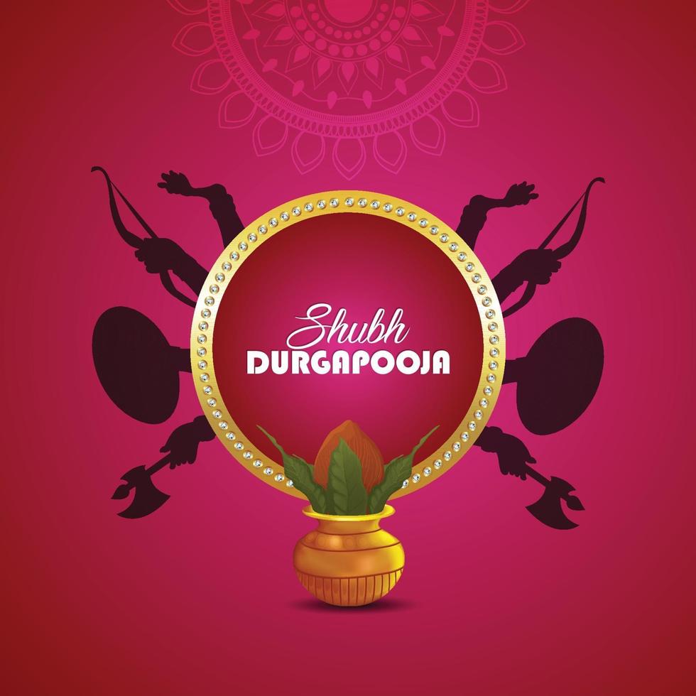 Navratri celebration design concept with golden kalash vector