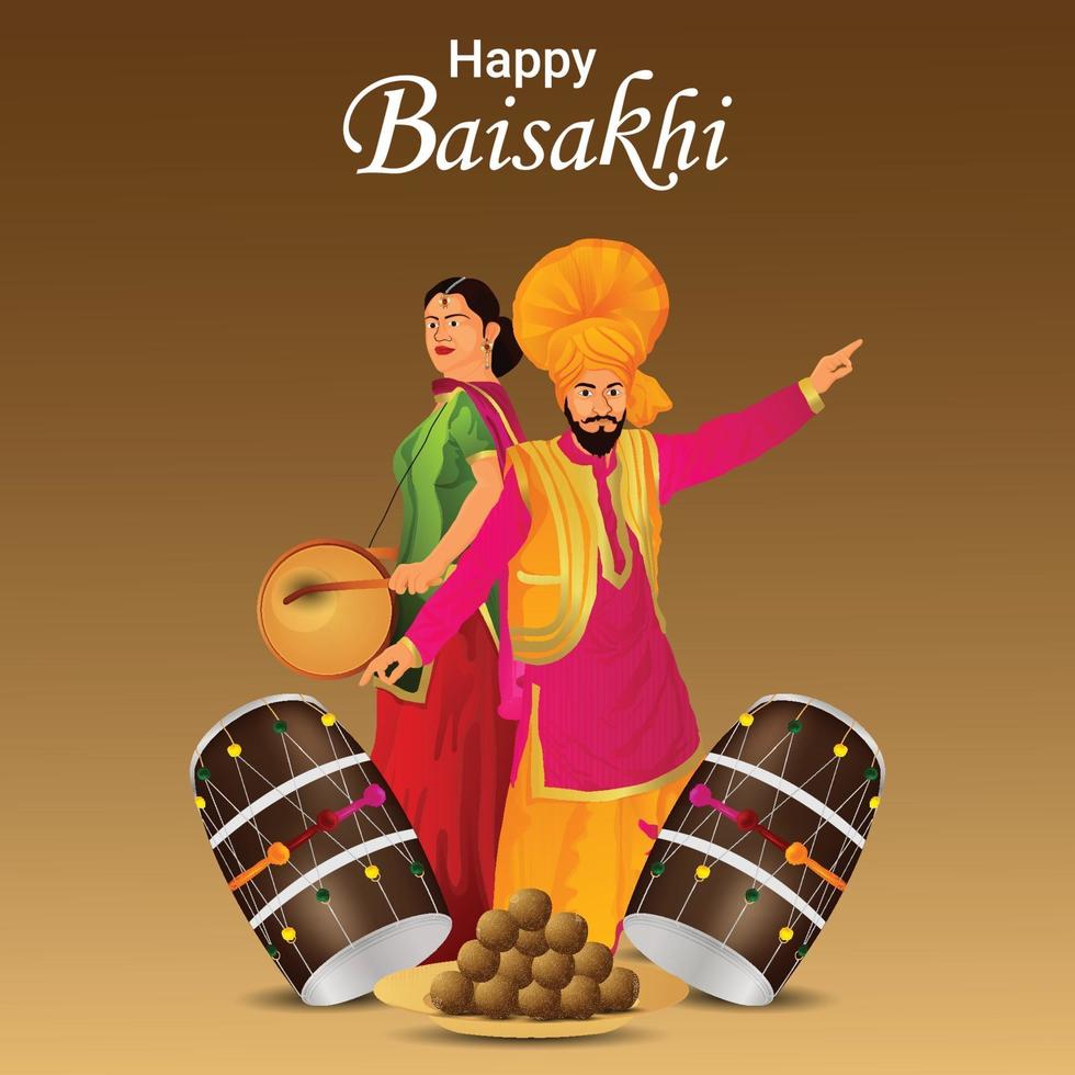 Vector illustration of happy vaisakhi celebration invitation greeting