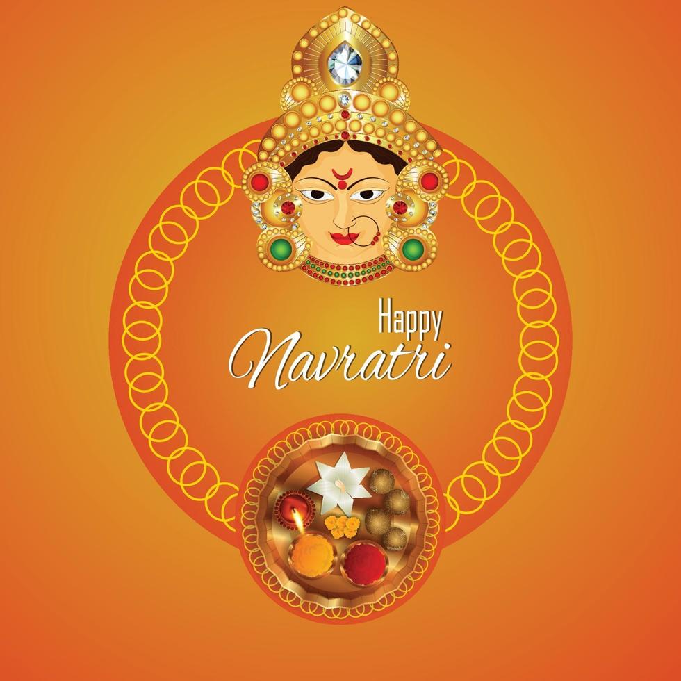 Happy Navratri Celebration Design with goddess durga illustration and background vector