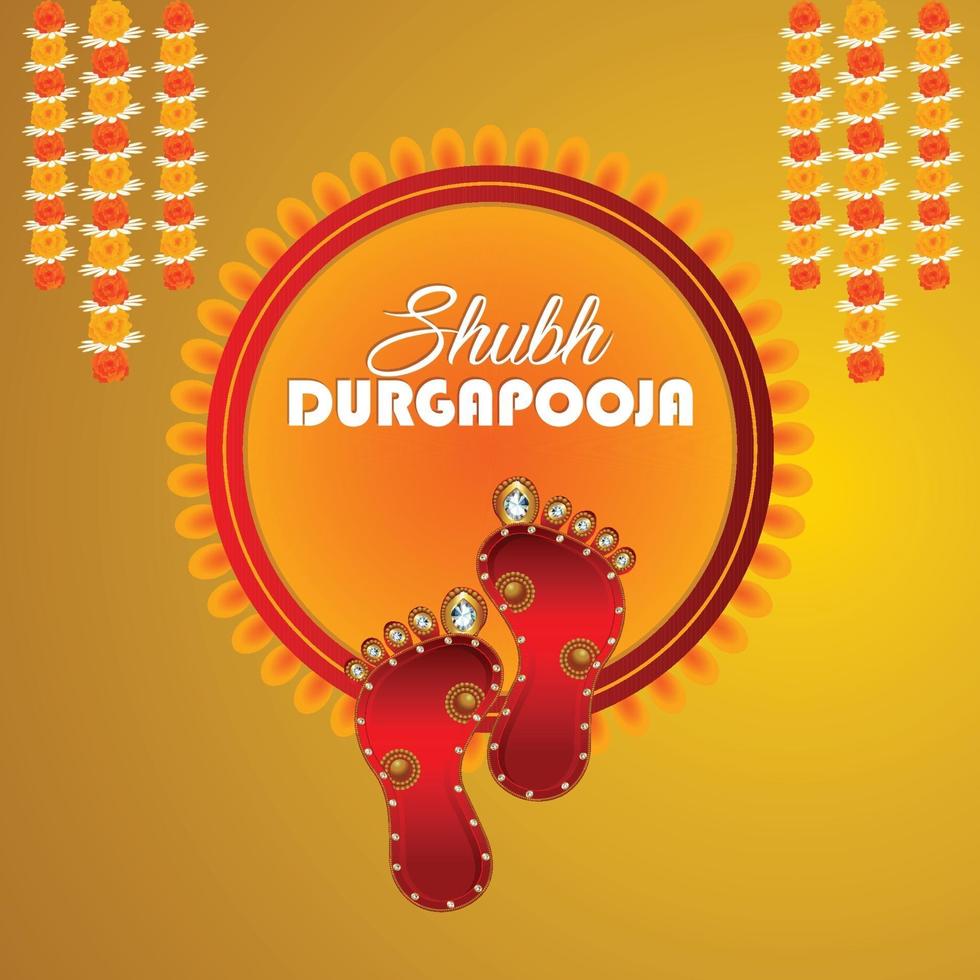 huella vectorial de la diosa durga para shubh navratri vector