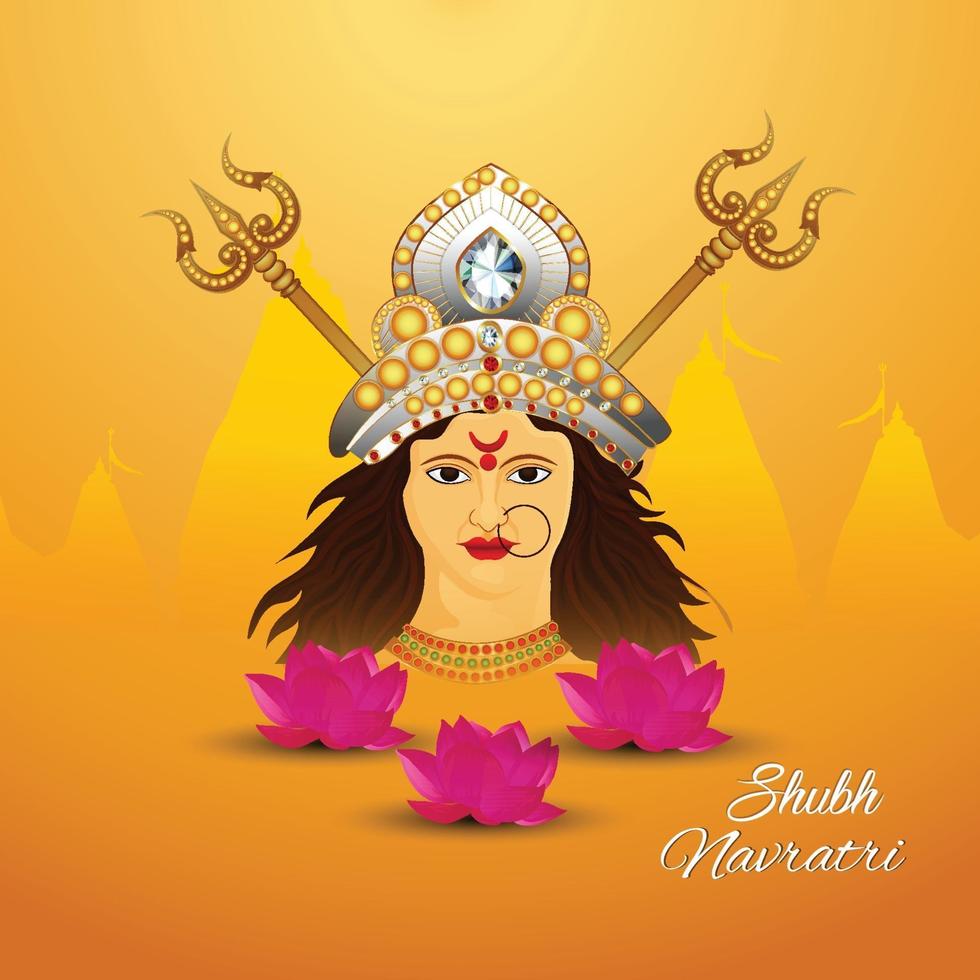 Shubh navratri indian festival celebration greeting card with Goddess durga illustration vector