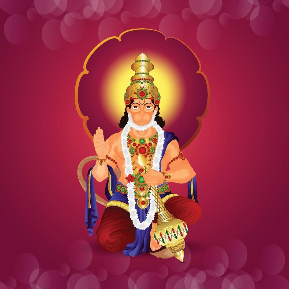 Vector illustration of lord hanuman for happy hanuman jayanti celebration