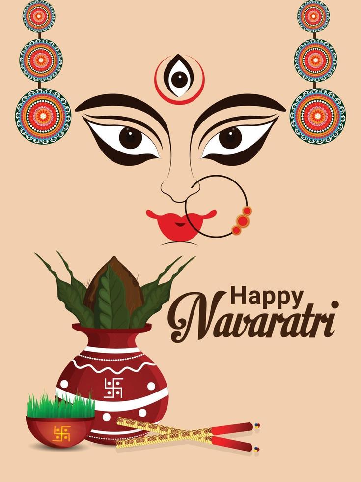 Happy navratri indian festival greeting card , Navratri flat design concept vector