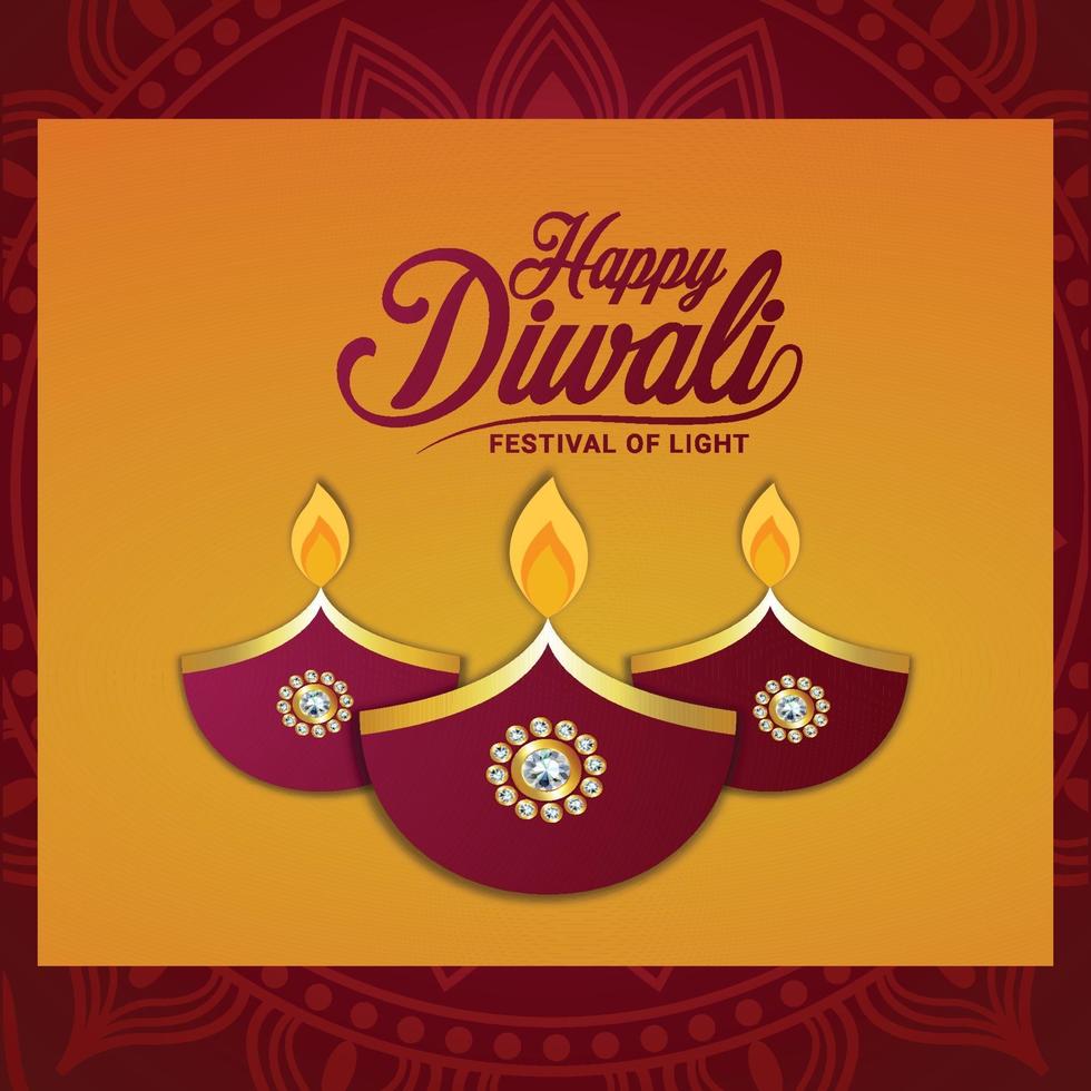 feliz festival de diwali de la luz con ilustración creativa y fondo vector