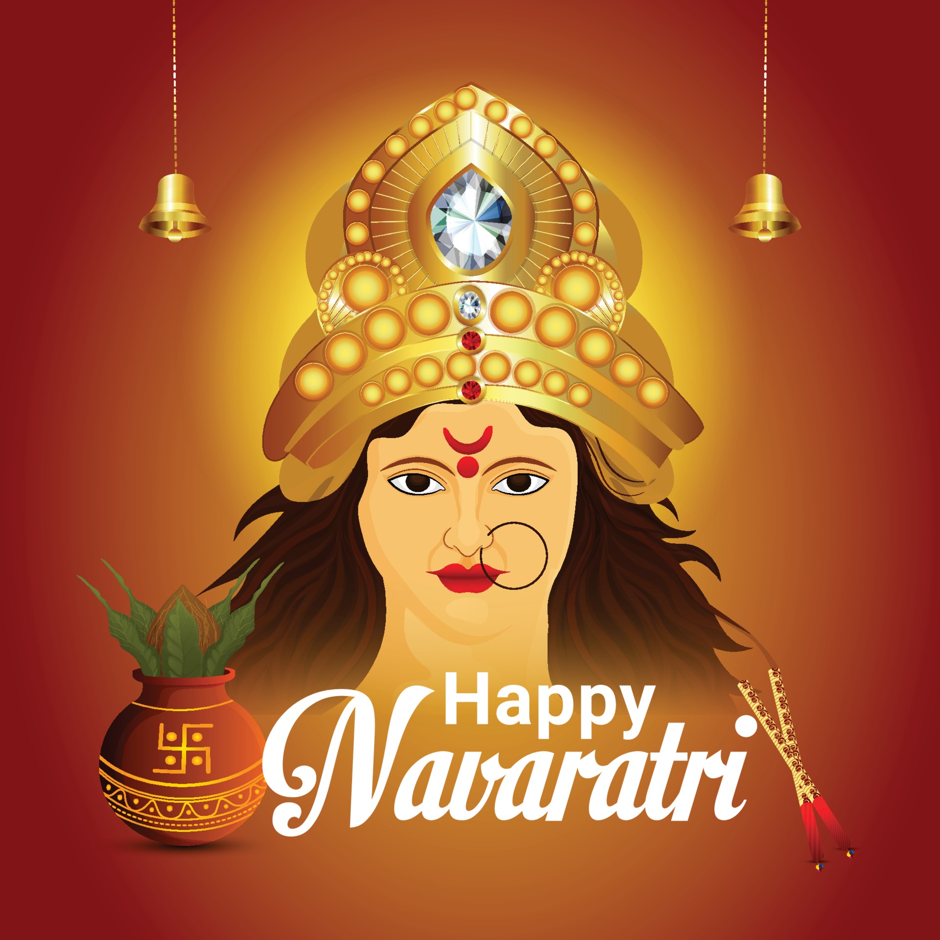 Realistic happy navratri indian festival celebration greeting card with goddess durga face illustration 2260273 Vector Art at Vecteezy Realistic happy navratri indian festival celebration greeting card with goddess durga face illustration 2260273 Vector Art at Vecteezy