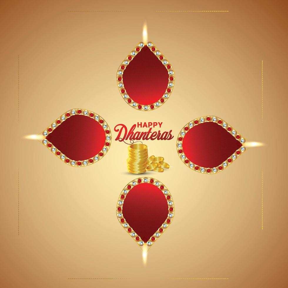 Happy dhanteras celebration greeting card vector