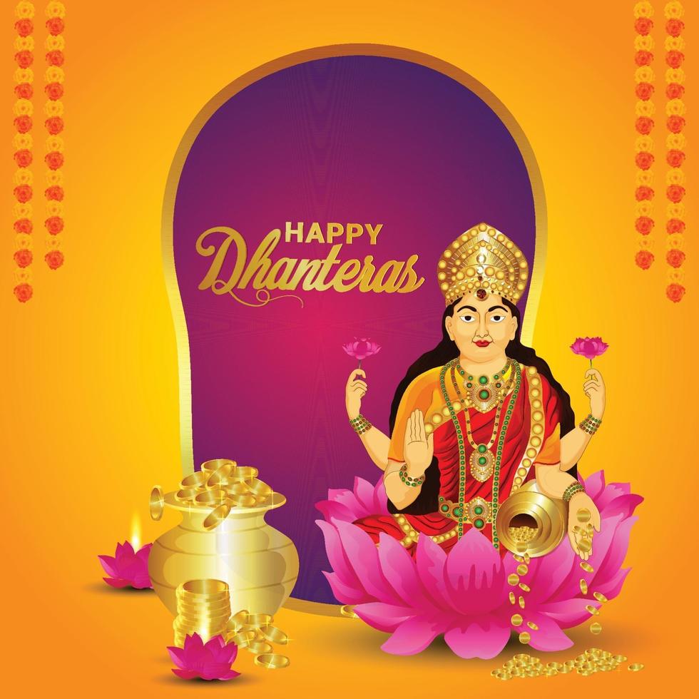 Vector illustration of Goddess laxami for happy dhanteras celebration