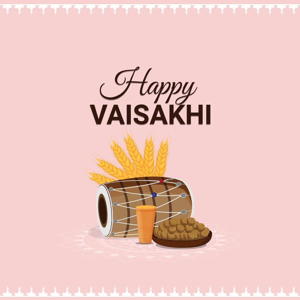 feliz concepto de diseño de celebración de vaisakhi con elemento creativo vector