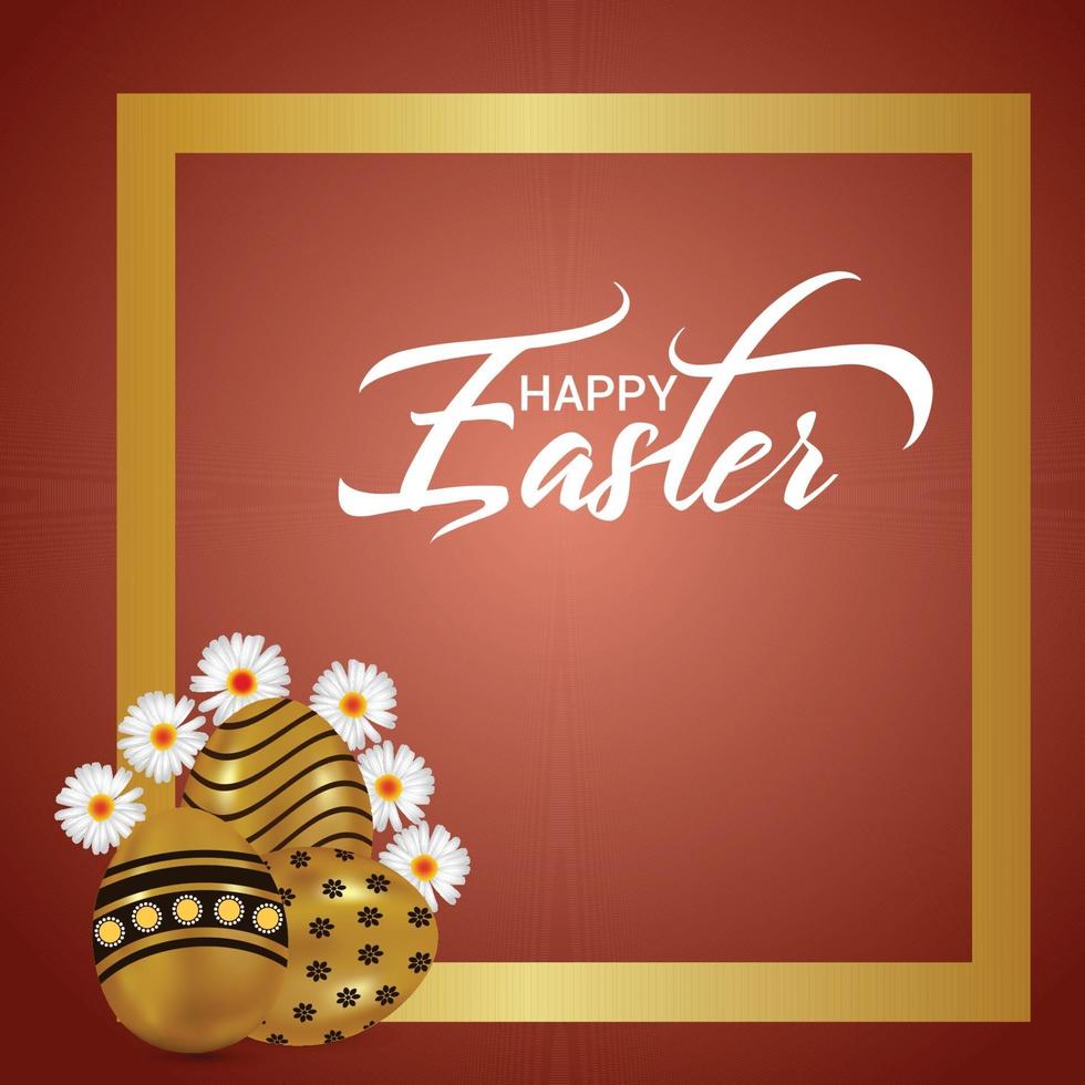 Happy easter celebration greeting card with easter bunny and easter egg vector