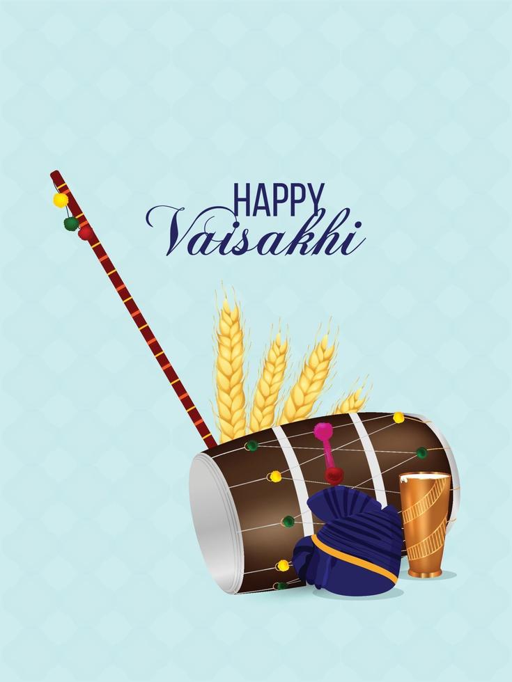 Sikh festival happy vaisakhi celebration greeting card vector