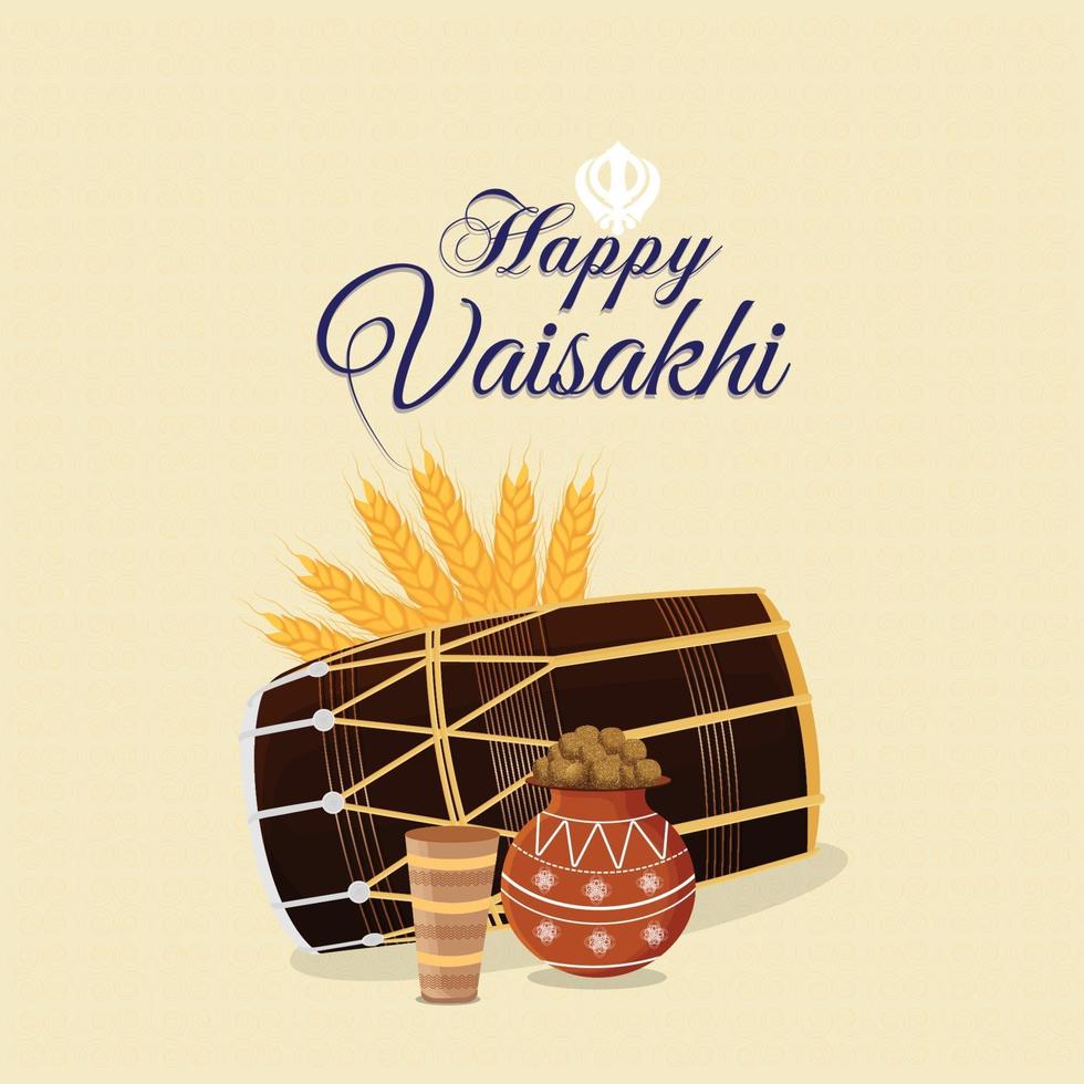 Happy vaisakhi celebration flat design concept vector