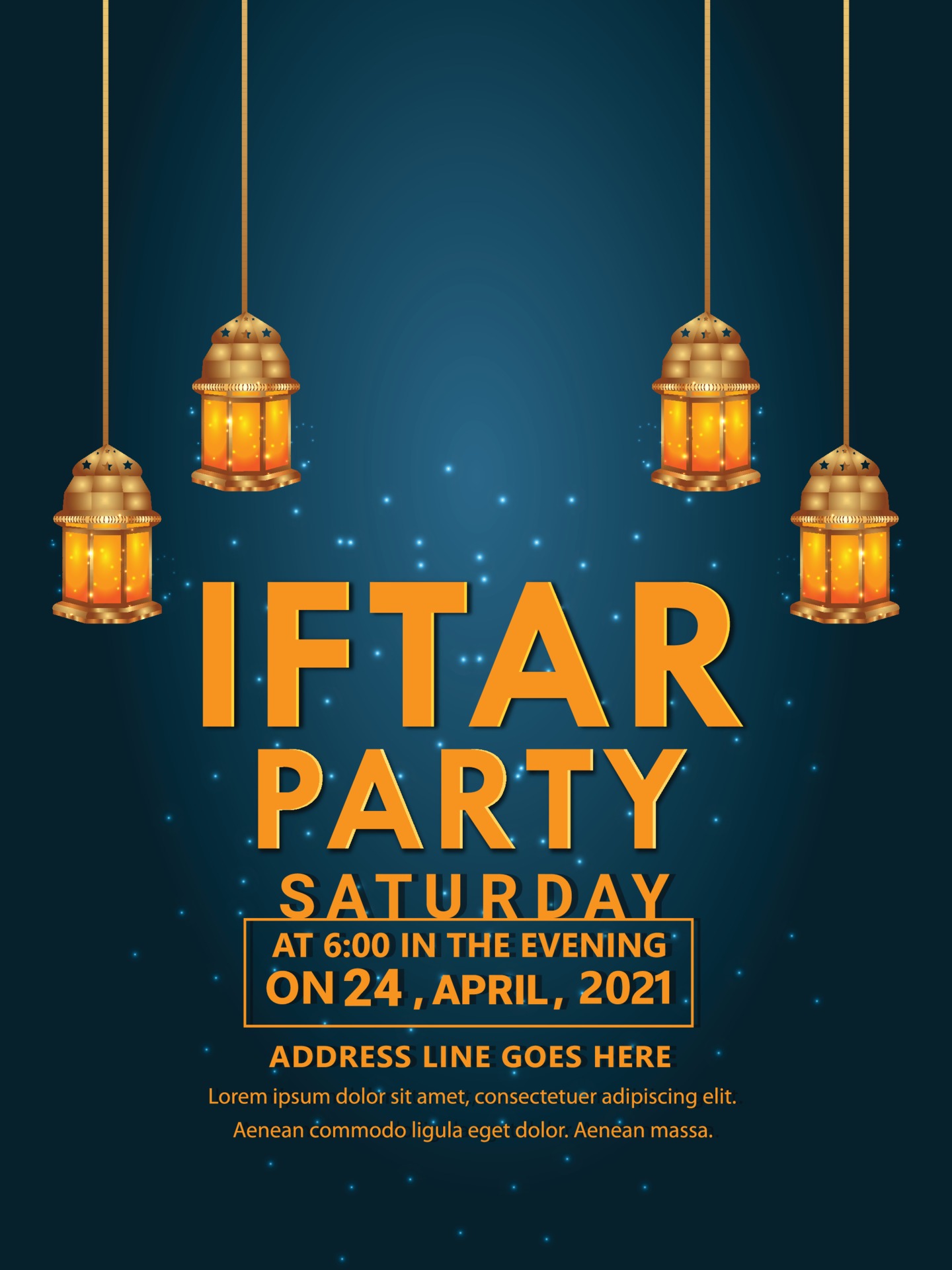 Iftar party flyer or greeting card invitation background with creative  lantern 2260364 Vector Art at Vecteezy