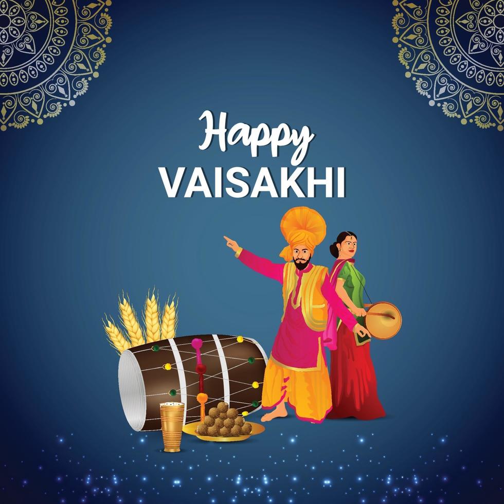 Happy vaisakhi indian festival background vector