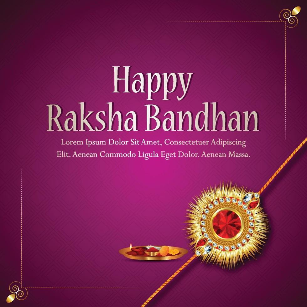 Happy raksha bandhan invitation greeting card with crystal rakhi vector