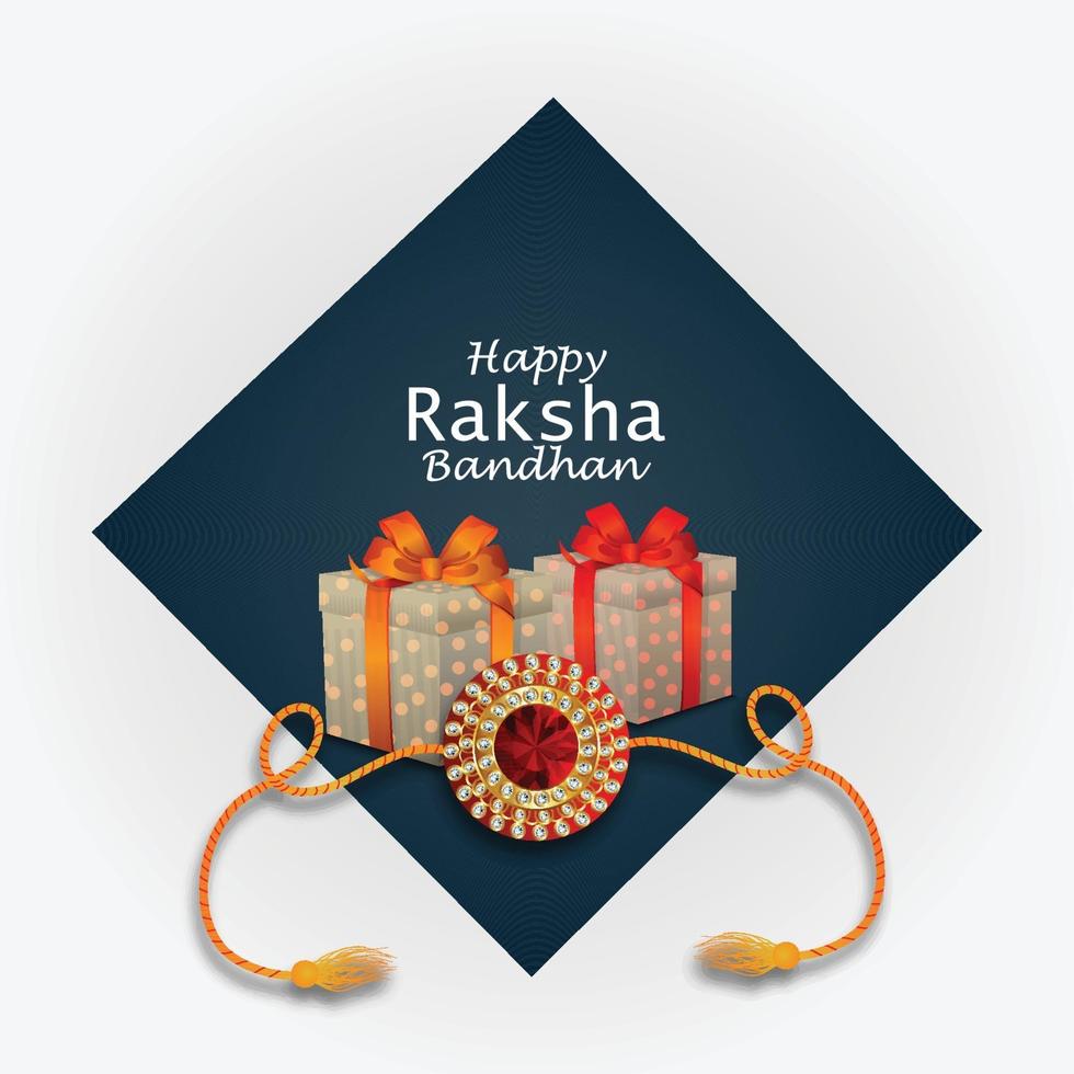 Indian festival  of happy raksha bandhan greeting card with creative gifts and illustration vector