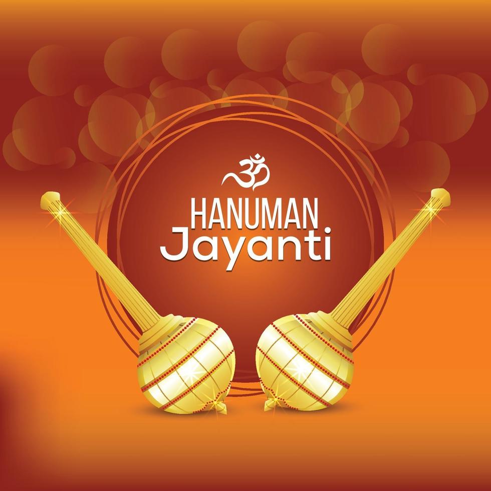 Hanuman jayanti celebration background with hanuman weapon vector