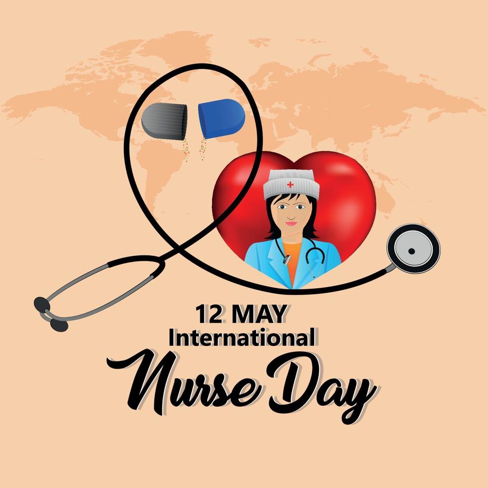 ilustración y fondo del día internacional de la enfermera vector