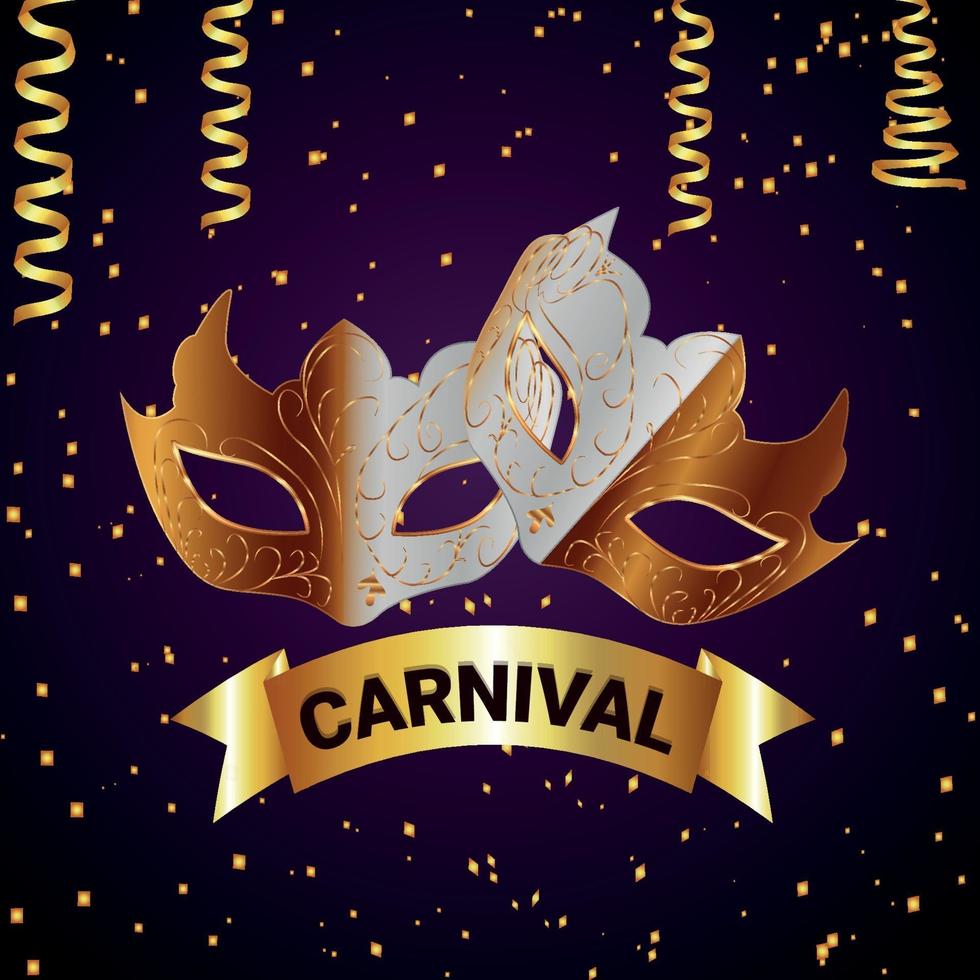 Carnival party invitation greeting card with vector creative mask