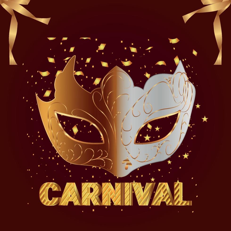 Carnival party invitation greeting card with vector creative mask