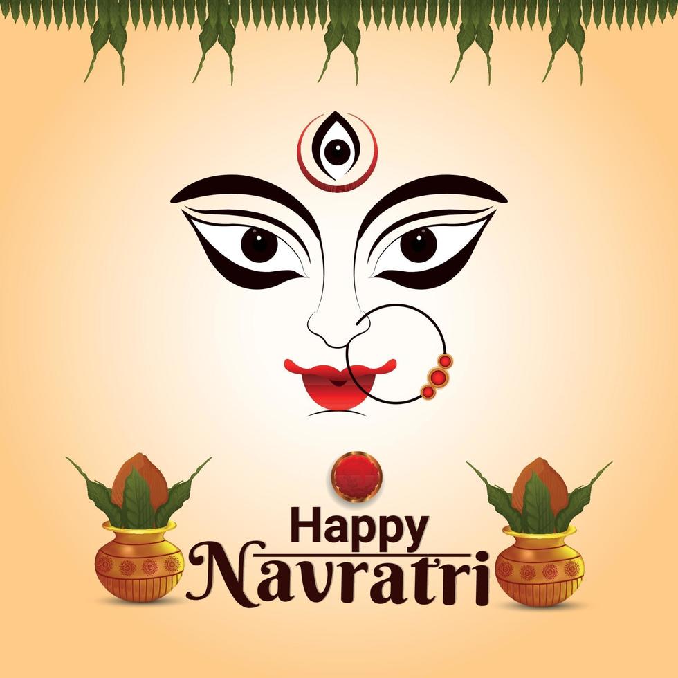 Happy navratri vector illustration with creative kalash and garland flower