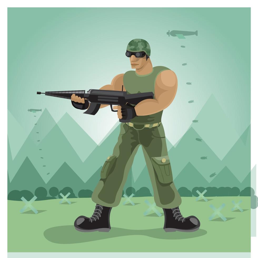 Soilder Action Illustrations vector