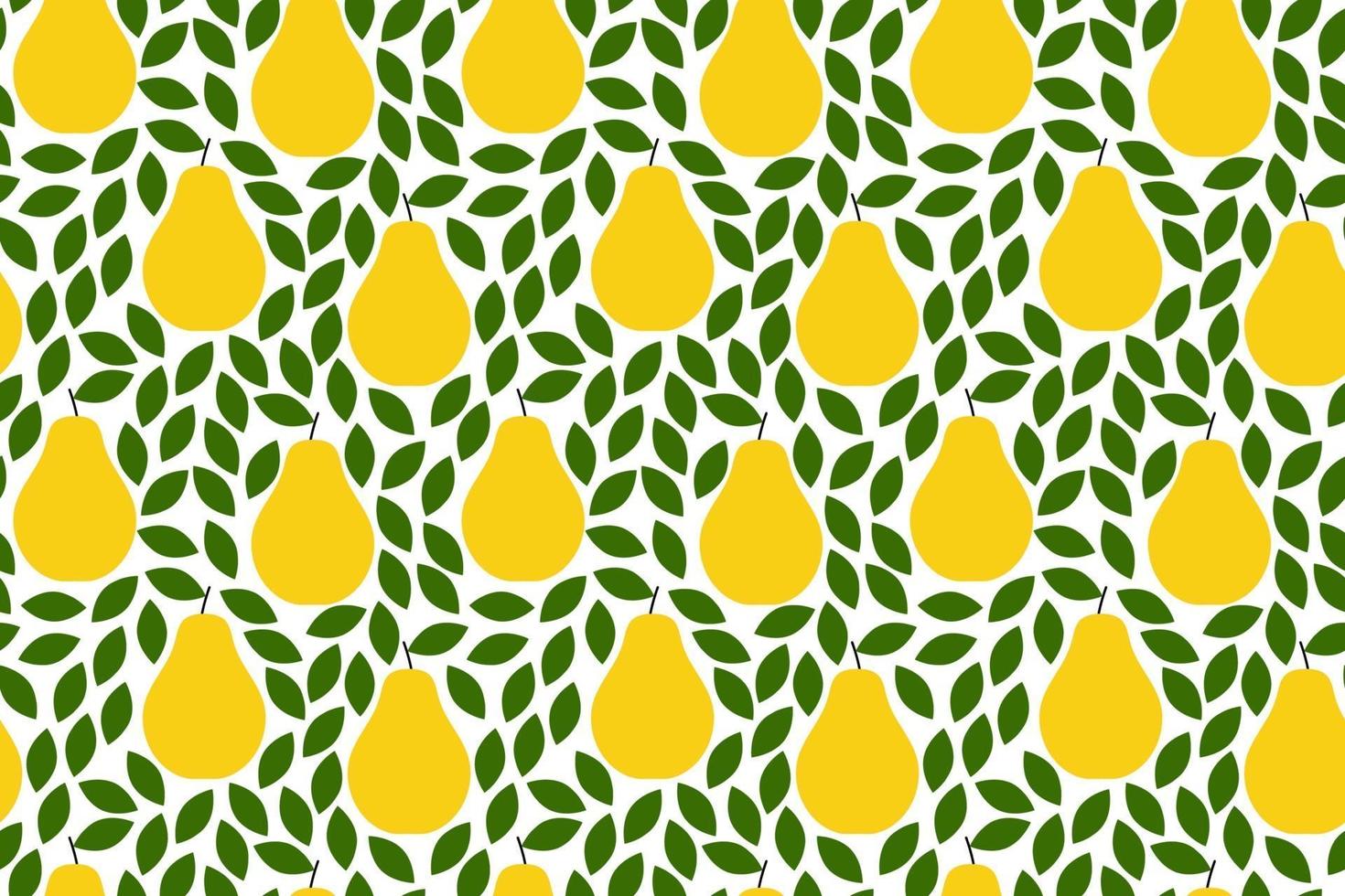 Tropical background with pears. Fruit repeated background. Vector illustration of a seamless pattern with fruits. Modern exotic abstract design.