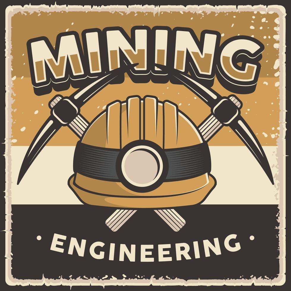 Retro Vintage Mining Poster Sign vector