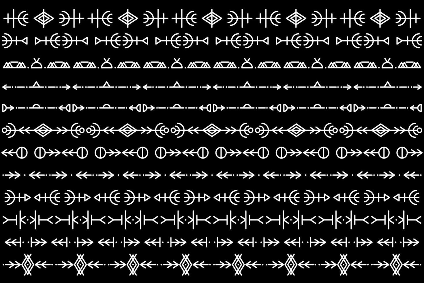 Set of Vector Pattern Brushes. Ethnic pattern. create borders, frames, dividers. Hand drawn template design elements. Vector illustration.