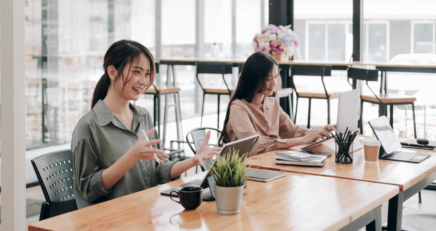 Two women at work photo