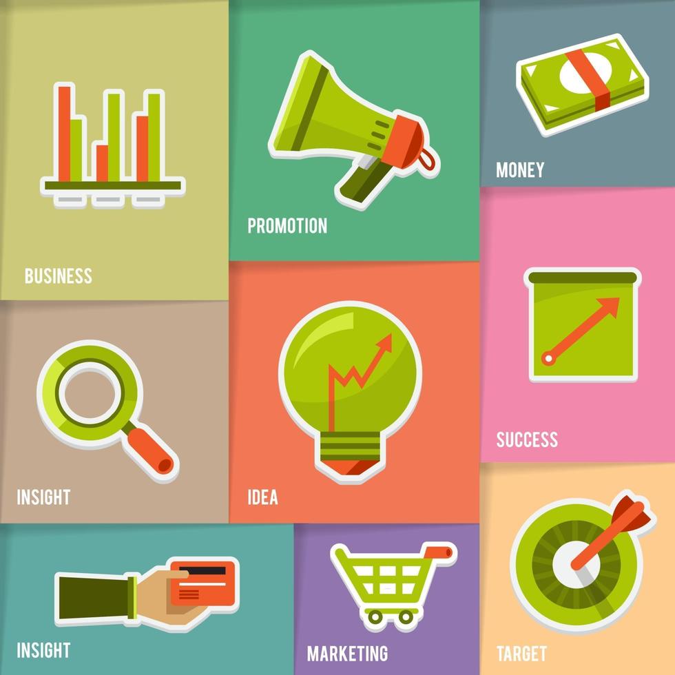 iconos de ilustraciones de marketing online vector