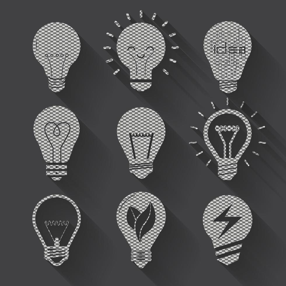 set vector light bulb