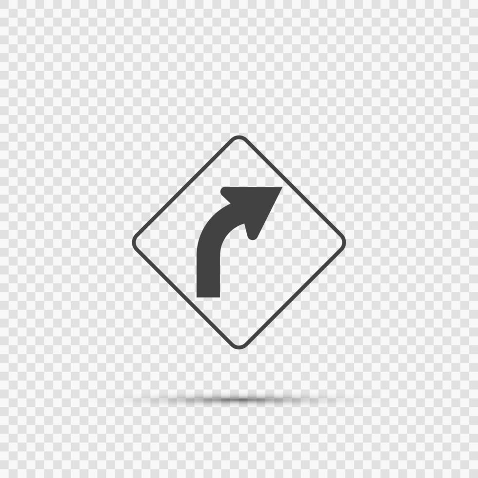Right Curve Ahead Sign on transparent background vector