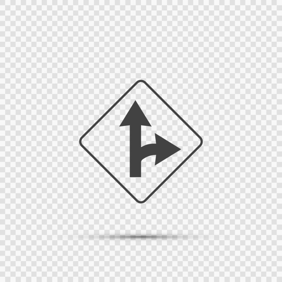 Right turn split sign on transparent background vector