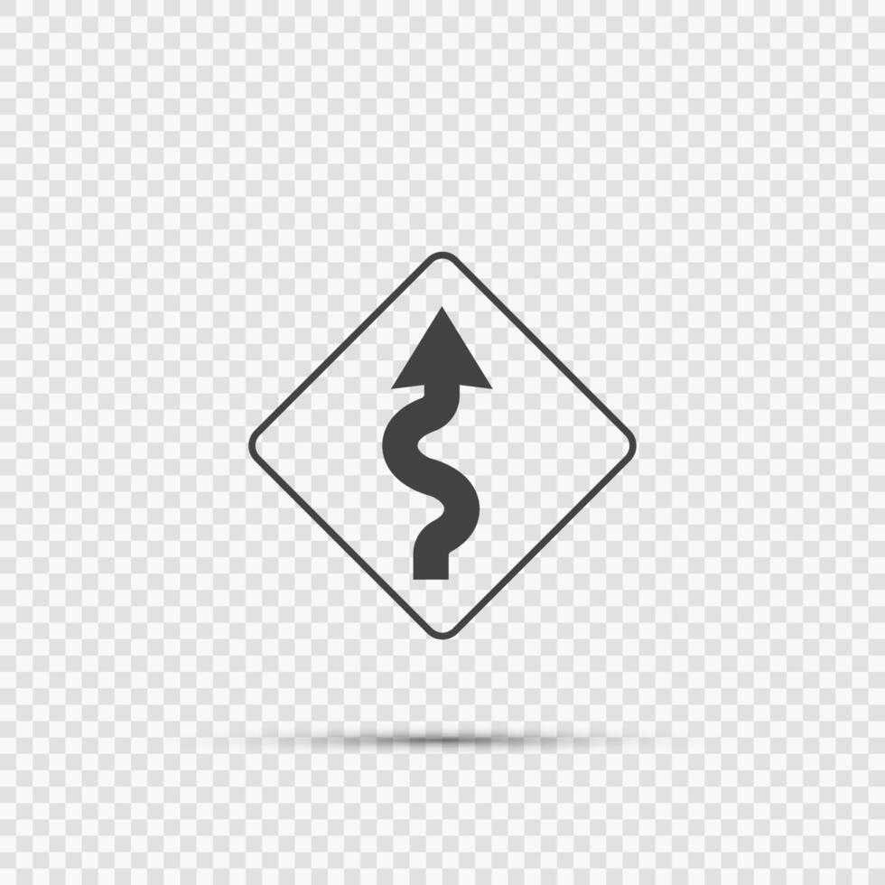 Right winding road Sign on transparent background vector