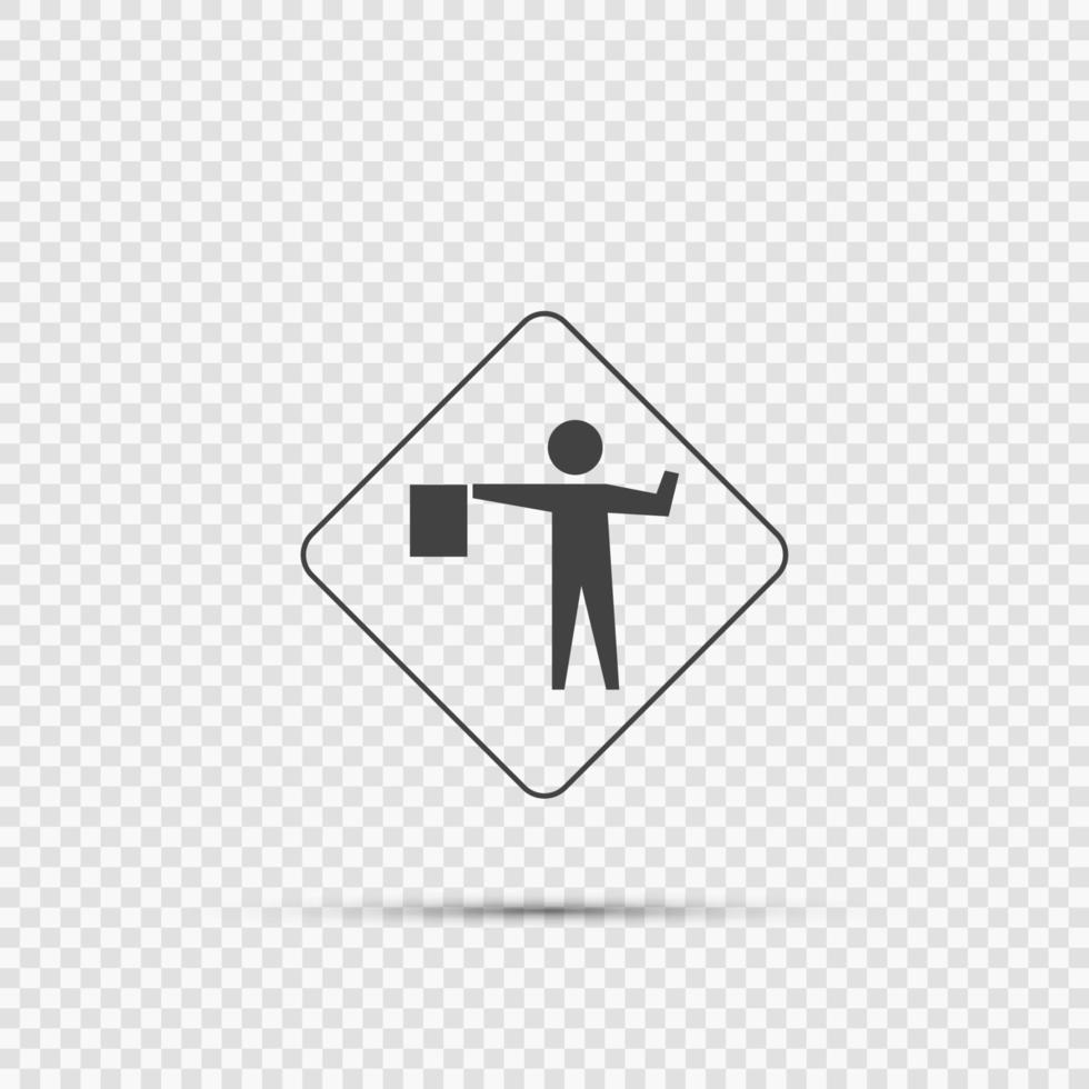 Flagger Ahead Sign on transparent background vector