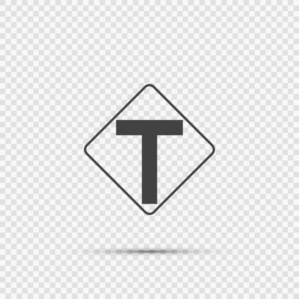 Junction ahead,The main intersection is T-shaped. sign on transparent background vector
