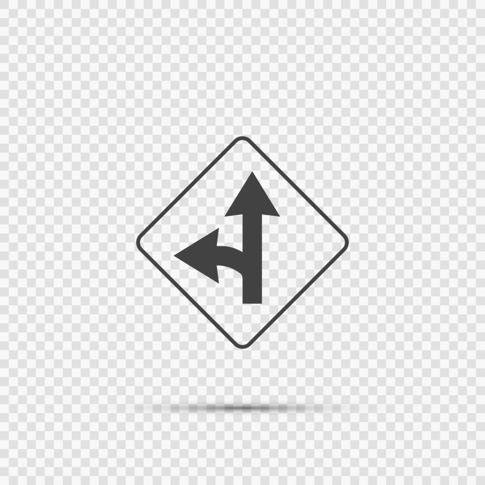 Left turn split sign on transparent background vector