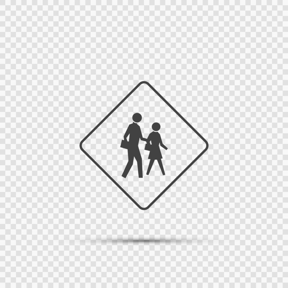 school crossing sign on transparent background vector
