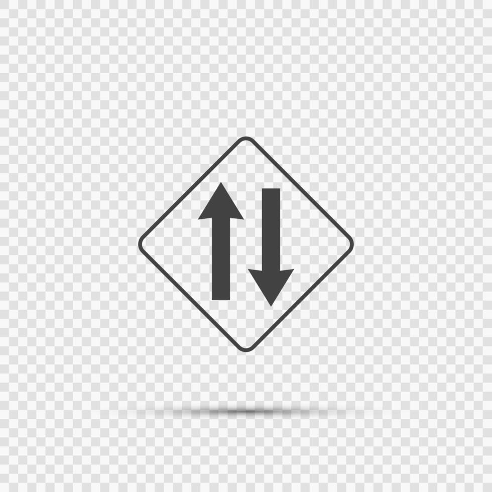 Two way traffic ahead sign on transparent background vector