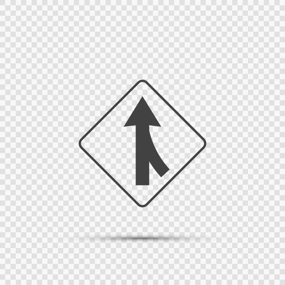 Lanes merging right sign on transparent background vector