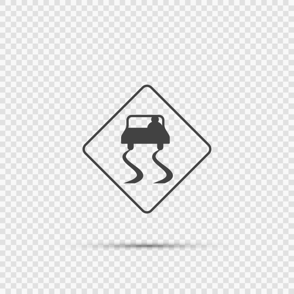 Slippery road sign sign on transparent background vector
