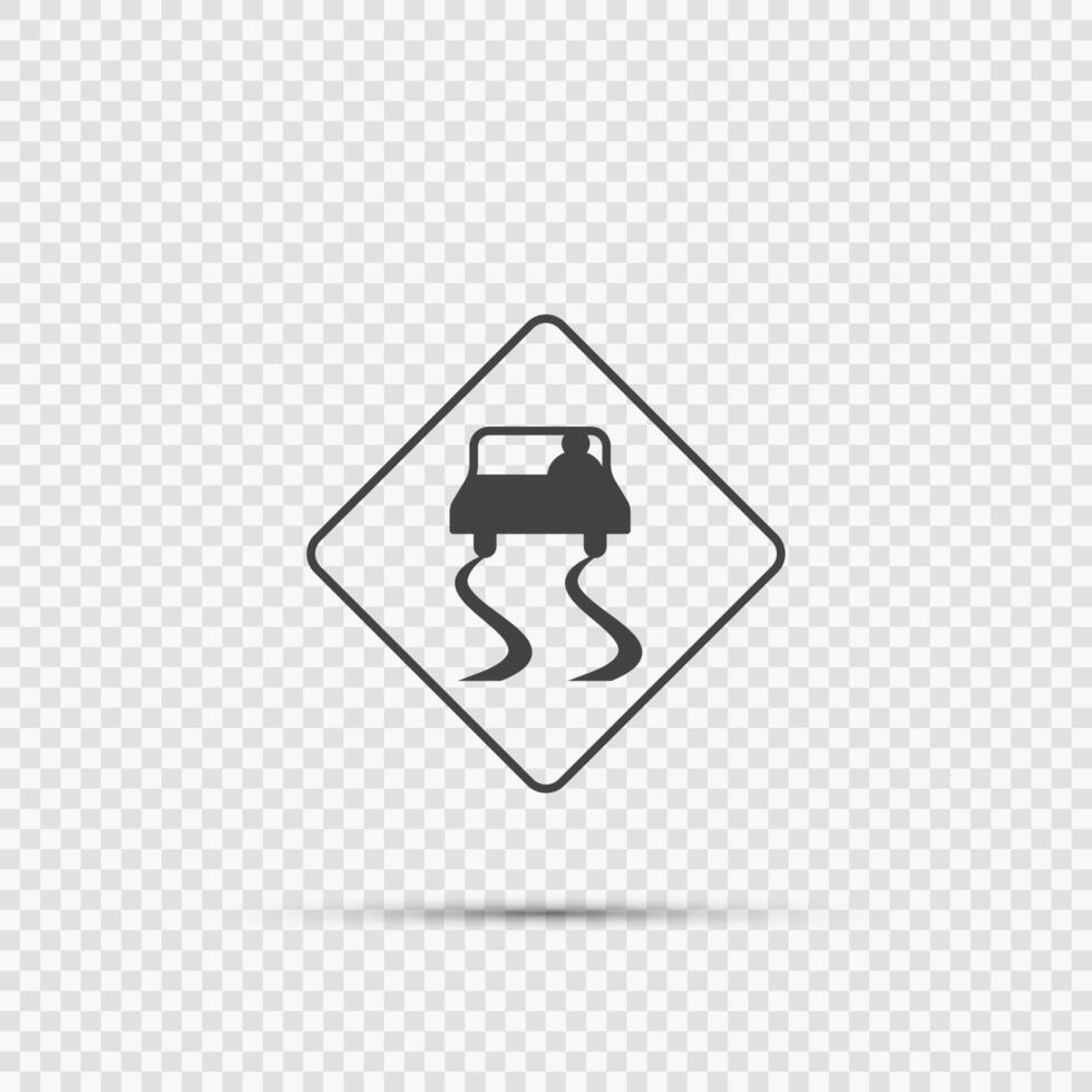 Slippery road sign sign on transparent background vector