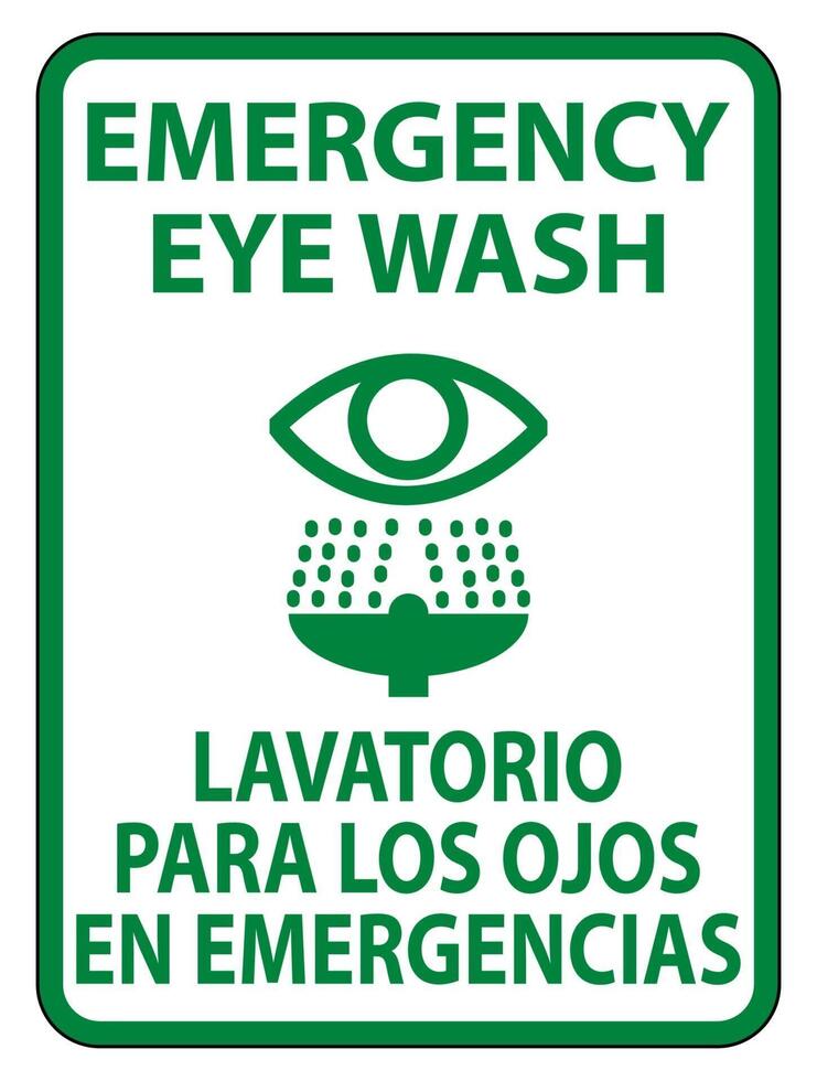 Bilingual Emergency Eye Wash Sign Isolate On White Background,Vector Illustration vector