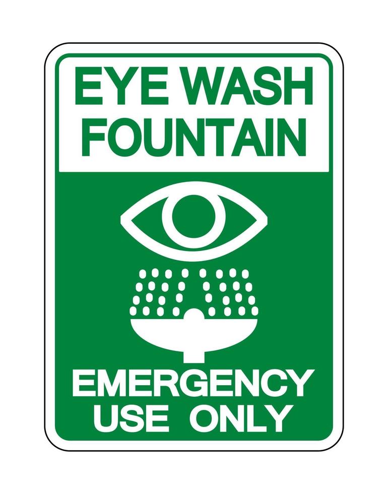 Signo de fuente de lavado de ojos aislado sobre fondo blanco, ilustración vectorial vector