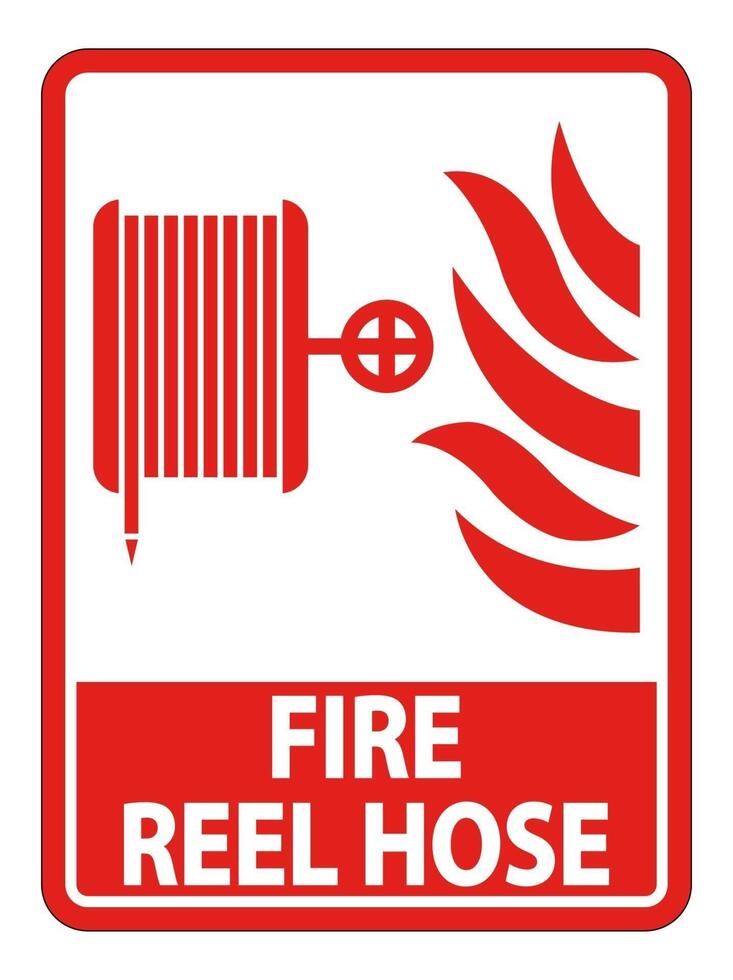 Signo de manguera de carrete contra incendios sobre fondo blanco. vector