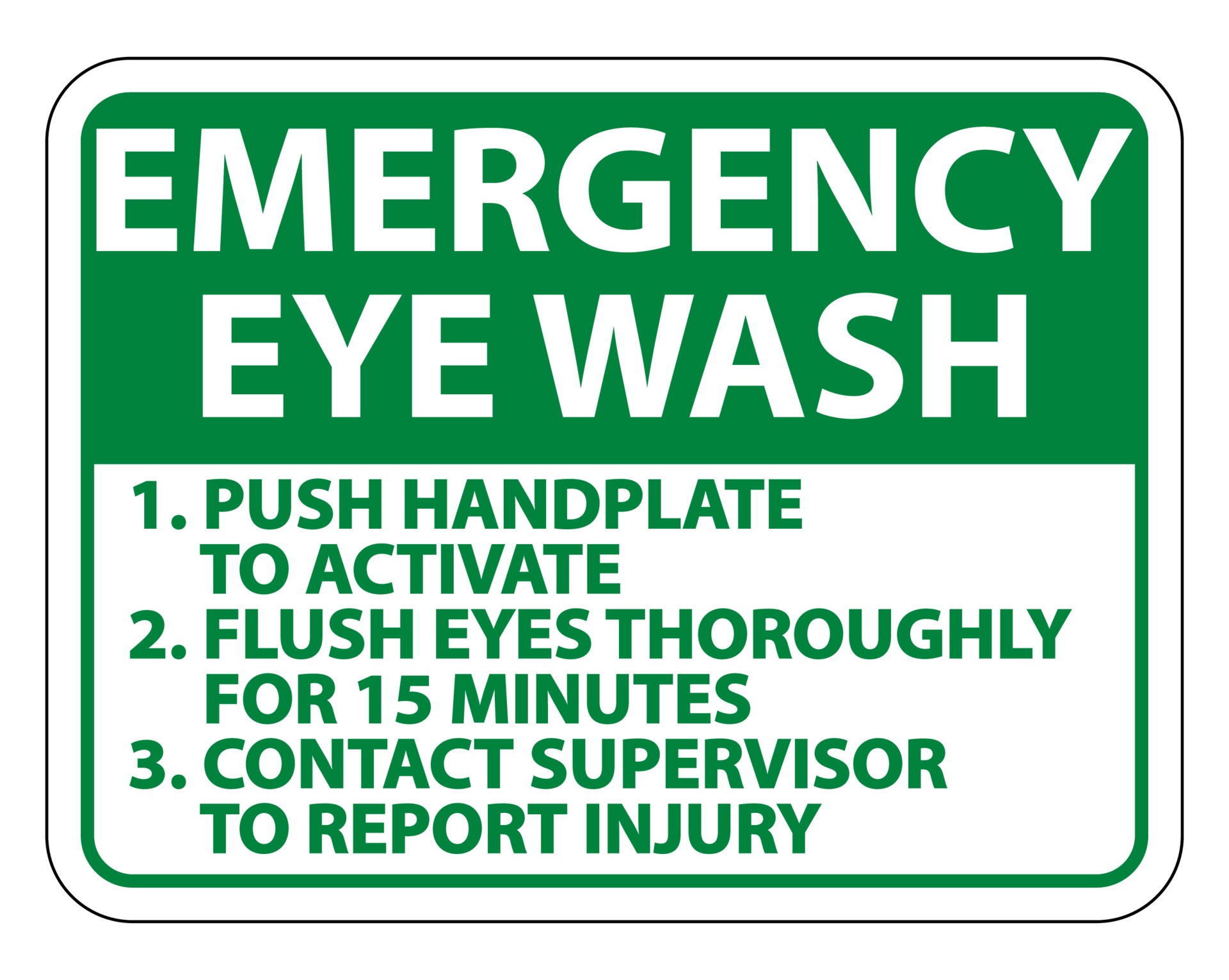 Emergency Eye Wash Instructions Sign Isolate On White Background,Vector