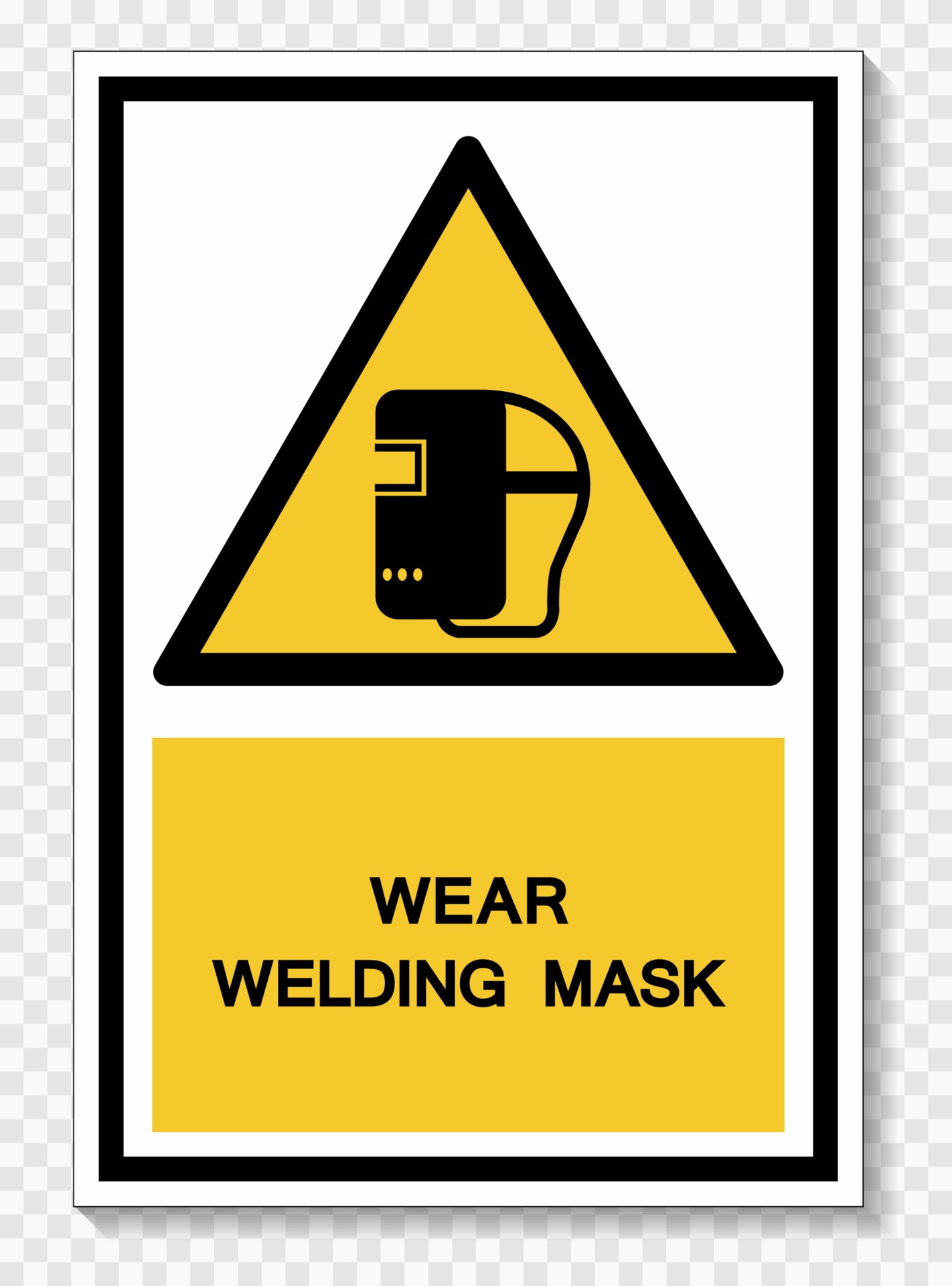 Wear welding mask Safety sign 