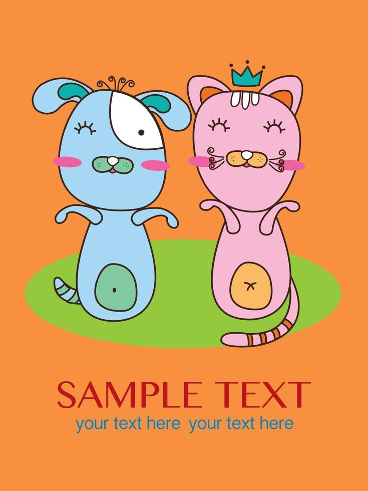 tarjeta de invitación de boda con dos lindos gatos sentados vector